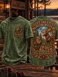 Men’s Retro “LOST IN THE WOODS · FOUND MY RIFLE · STILL CHASING BIG BUCKS” Hunting Season Printed T-Shirt