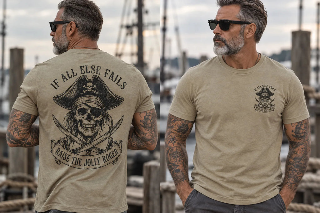 Jolly Roger Vintage Pirate Print Short Sleeve T-shirt