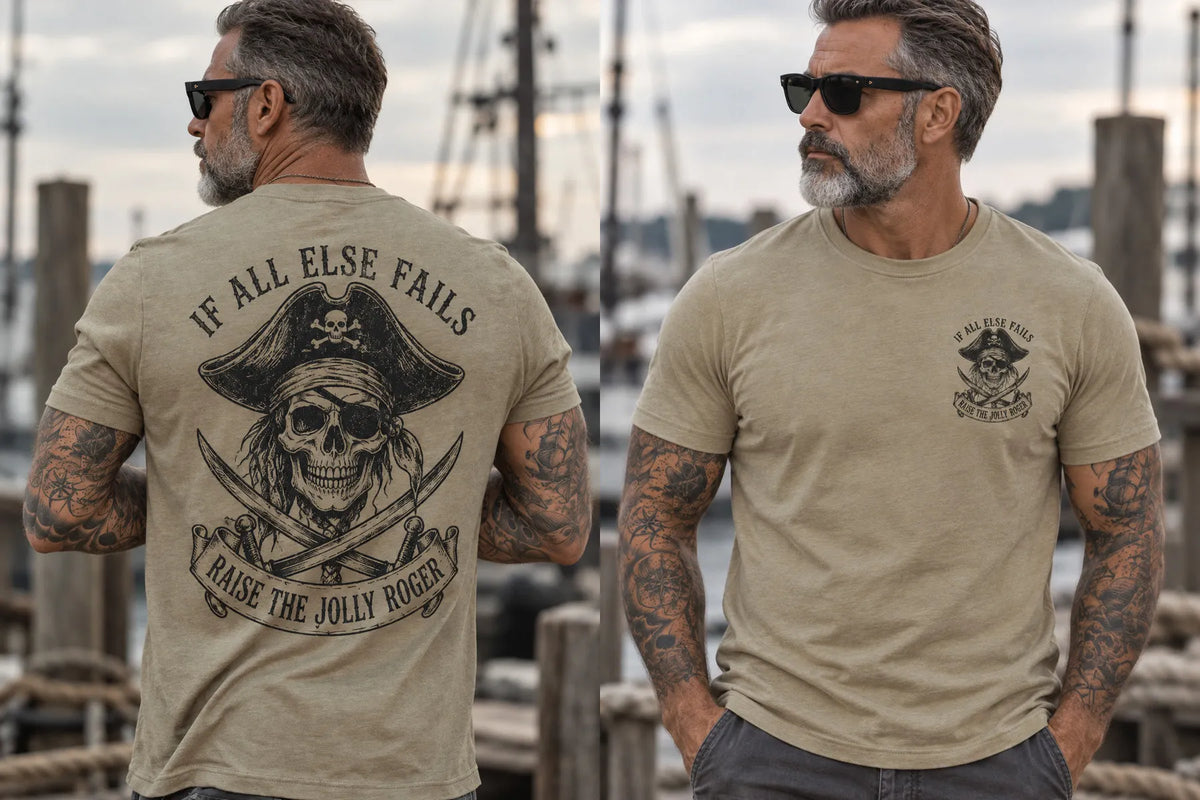 Jolly Roger Vintage Pirate Print Short Sleeve T-shirt
