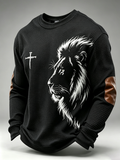 Religious Belief Cross Print Waffle Long Sleeved Shirt
