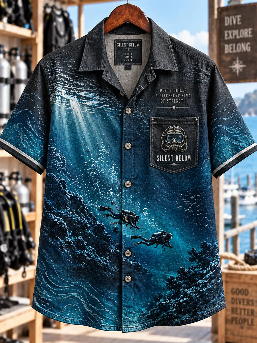 🤿 Silent Below – Beneath the Surface Deep Sea Diver Short Sleeve Shirt