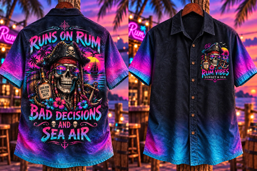Runs On Rum, Bad Decisions & Sea Air Pirate Hawaiian Shirt