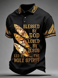 Men's Faith Cross Printed Casual Polo Shirt