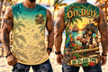 Men’s “Off Duty” Pirate, Parrot & Tropical Island Print Sleeveless Tank Top