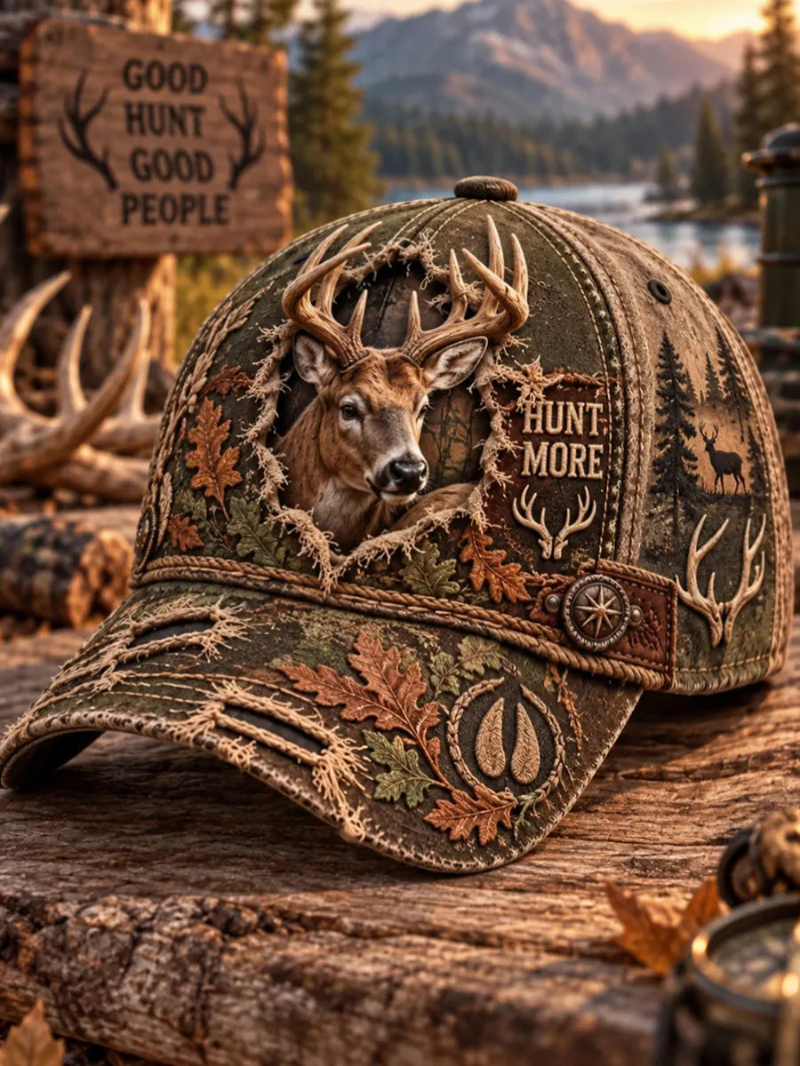 Retro Deer Hunting Print Casual Hat