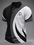 Men's Faith Cross Printed Casual Polo Shirt