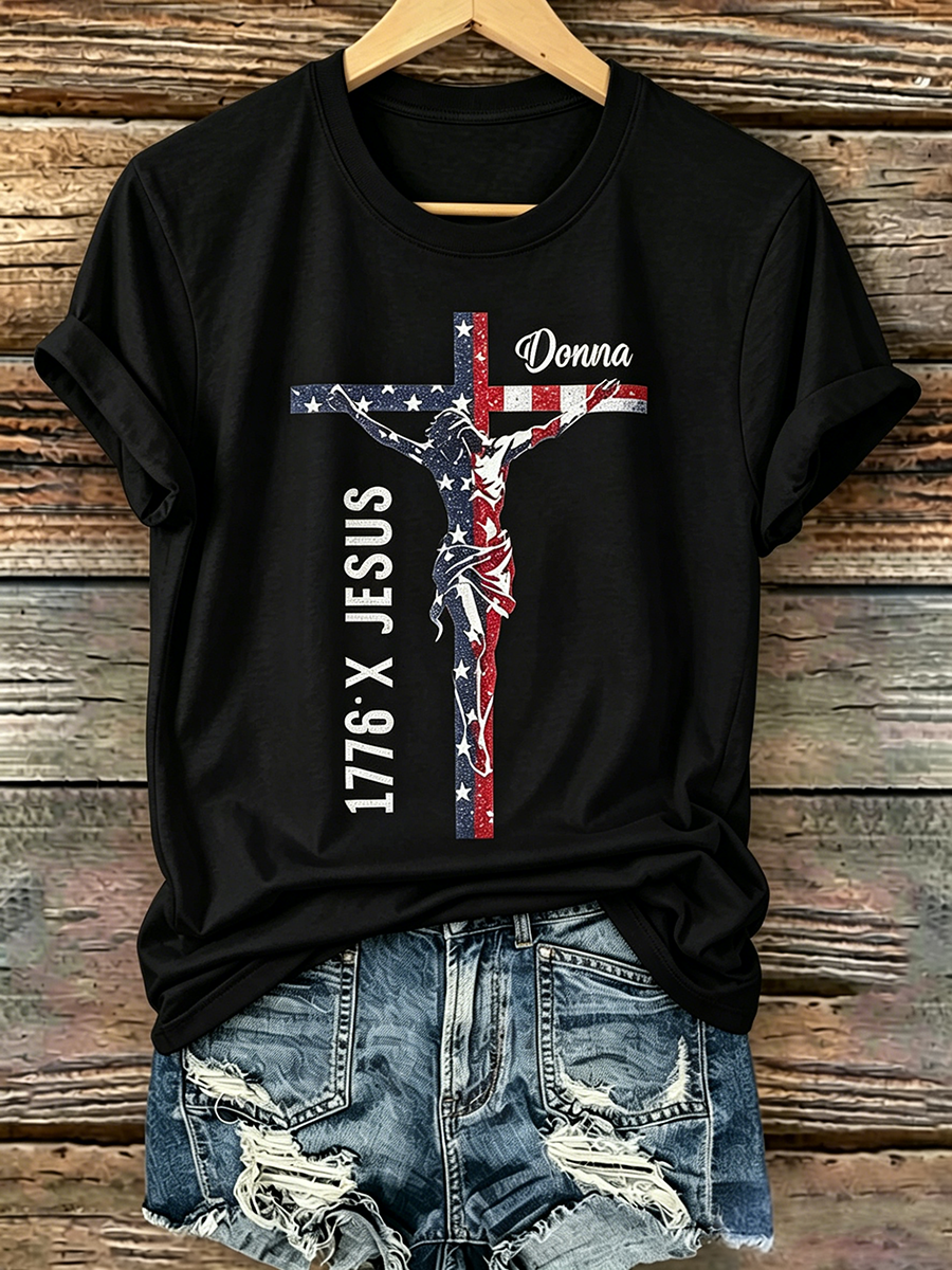 250Th Anniversary Commemorative Faith Glitter Printed Round Neck Top In The United States