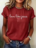 Faith In Jesus Slogan Slogan Commemorative Print Casual T-Shirt