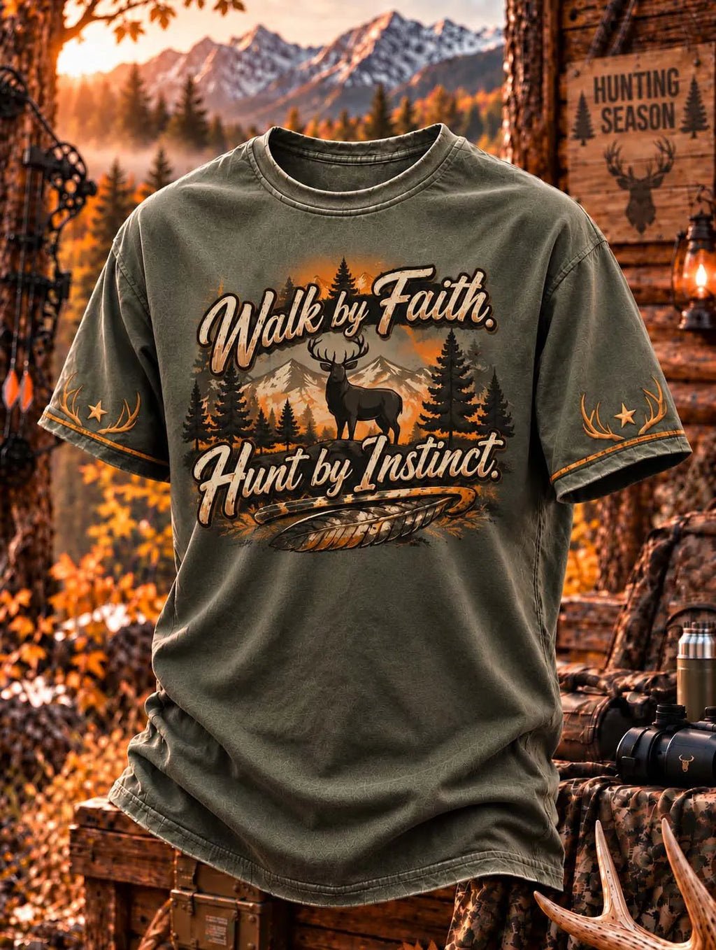 Walk by Faith Hunt by Instinct Deer T-Shirt