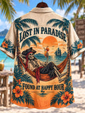 Lost in Paradise, Found at Happy Hour Skeleton Pirate Vacation Shirt
