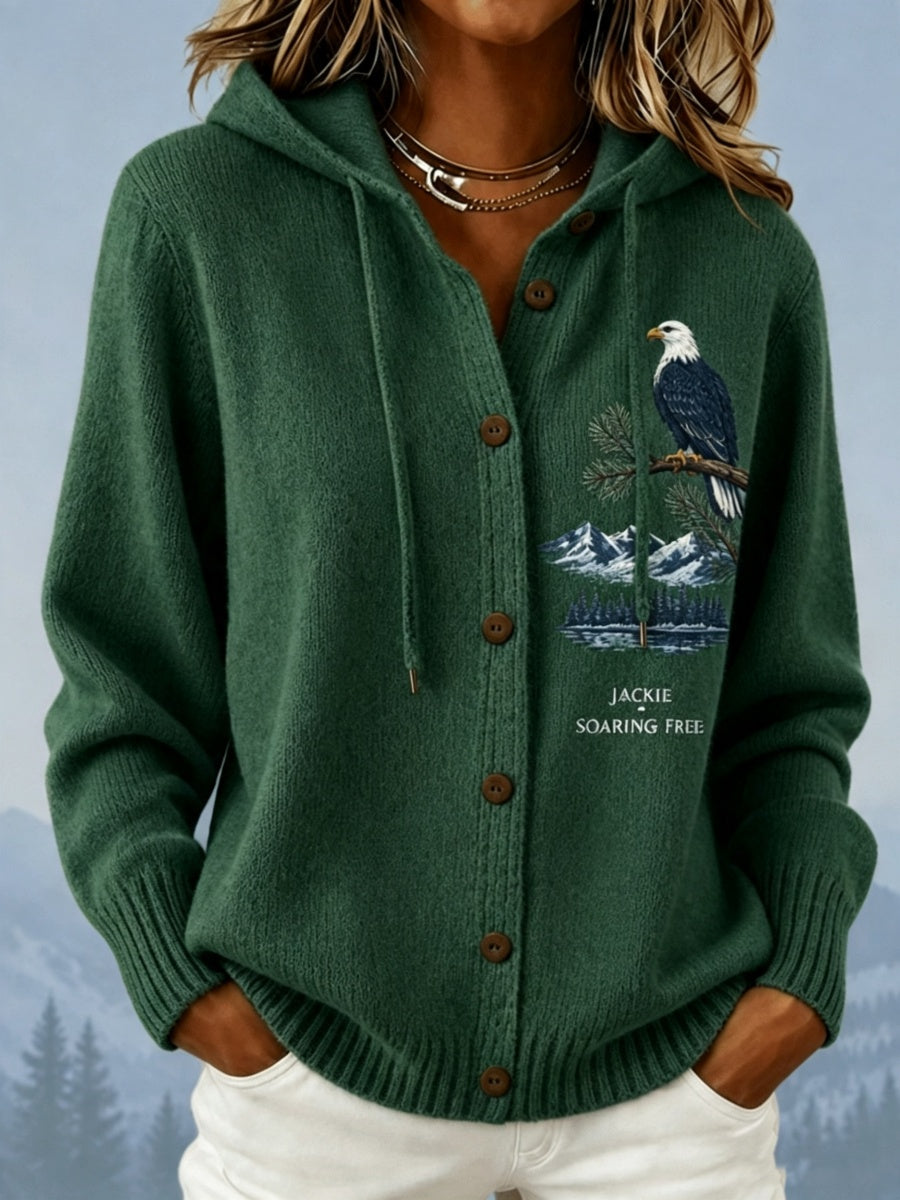 Women's Eagle Jackie Print Hooded Knit Sweatshirt