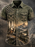 Men’s Retro Hunting Season Art Print Casual Shirt