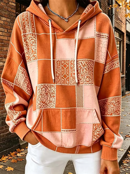 Women's Vintage Hoodie Geometric Hoodie