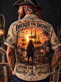 Men’s Vintage  "LOST AT SEA " Old Salt Pirate Short Sleeve Shirt