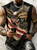 Men's USA 250th Anniversary Eagle Cross Patriotic Mesh Sleeveless Muscle Tank Top