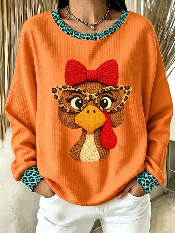 Women's Fun Thanksgiving Turkey Print Top