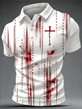 Men's Vintage Faith-Print Casual Polo Shirt