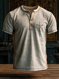 Men's Faith Cross Knitted Henley Button Top