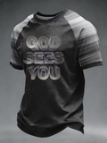 Men's Retro Faith Eagle Wash Printed Art T-shirt