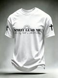 Faith Cross Slogan Commemorative Printed Round Neck T-Shirt