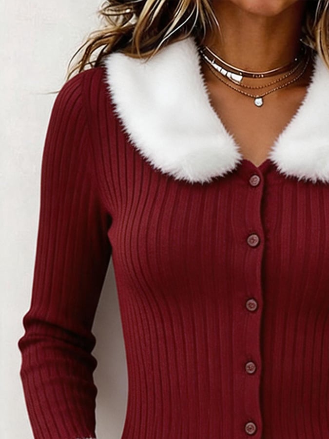 Women's Casual Ruffled Long-Sleeved Cardigan