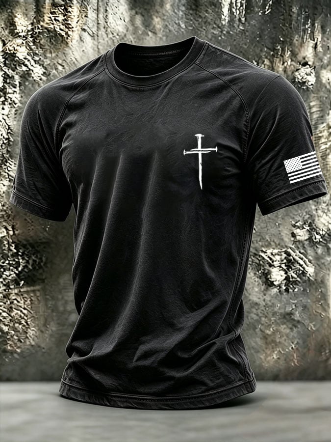 Men's Retro Faith Print Short-Sleeve T-Shirt
