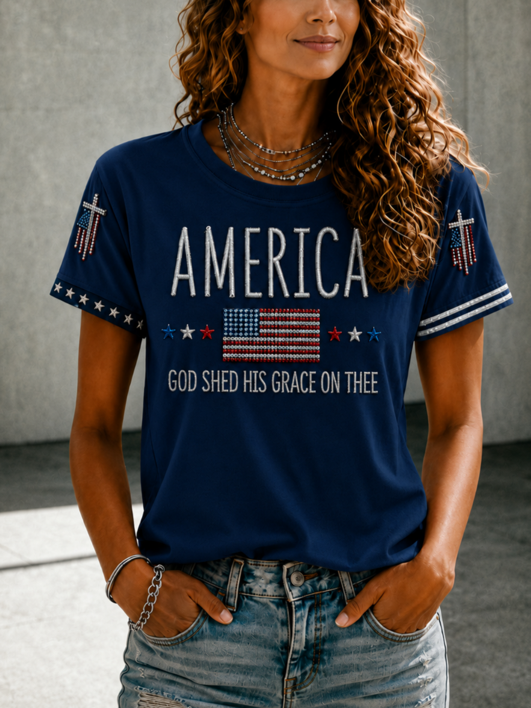 Women'S God Shed His Grace On Thee Printed Casual T-Shirt