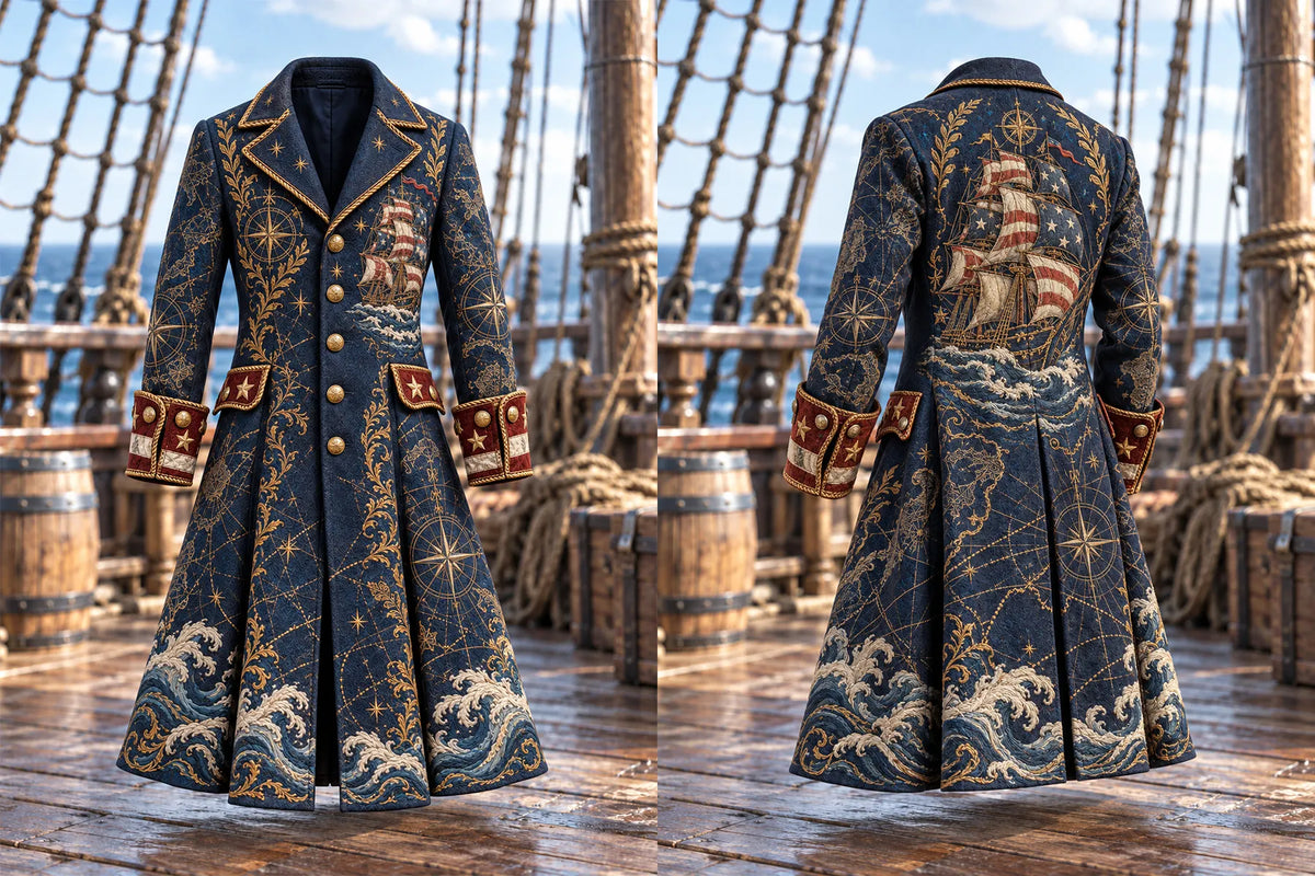 ⛵ Men's Starry Map & Sailing Warship Pirate Coat