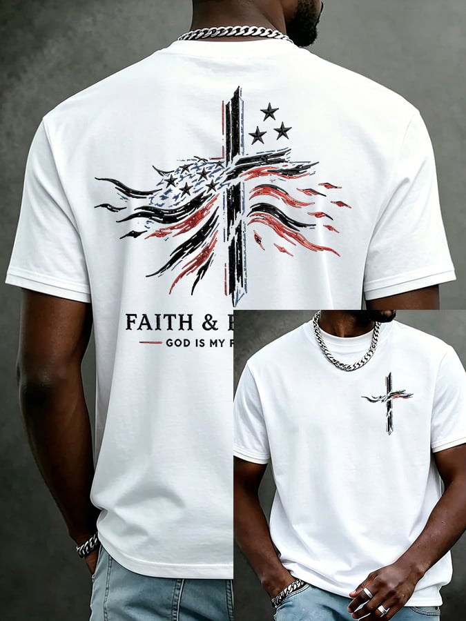 Men'S Casual Short-Sleeve T-Shirt With "Faith" Print