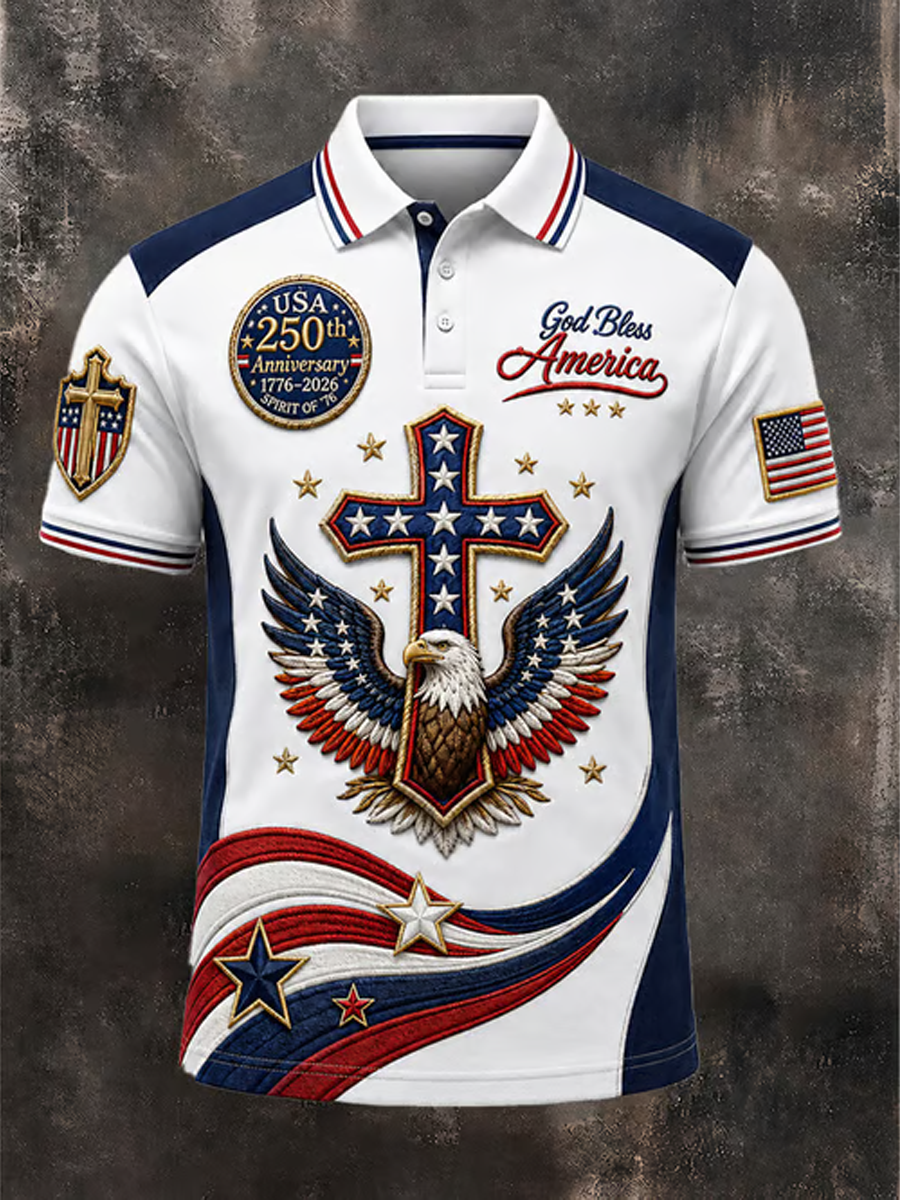 Men'S Retro Cross 250Th Anniversary Edition Short Sleeve Polo Shirt