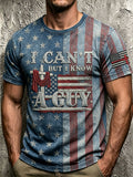 Men'S Retro American Flag Cross “I CAN’T BUT I KNOW A GUY ”Pattern Short Sleeve T-Shirt