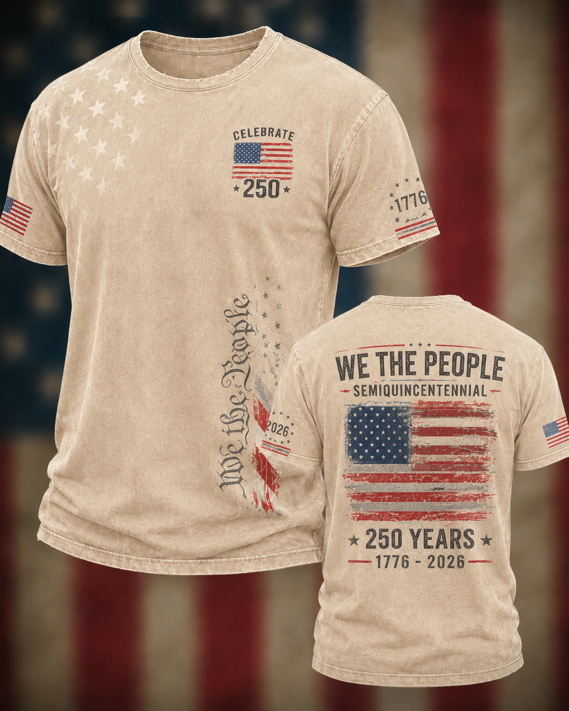 Men'S Casual 250Th Anniversary Commemorative Printed T-Shirt For The Founding Of The United States