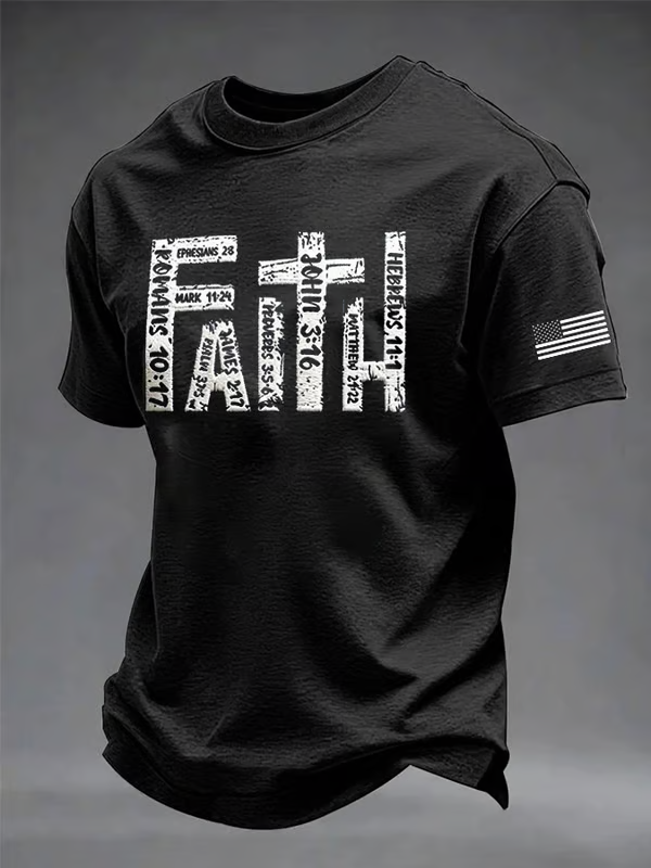 Men'S Faith Freedom Cross Print Casual T-Shirt