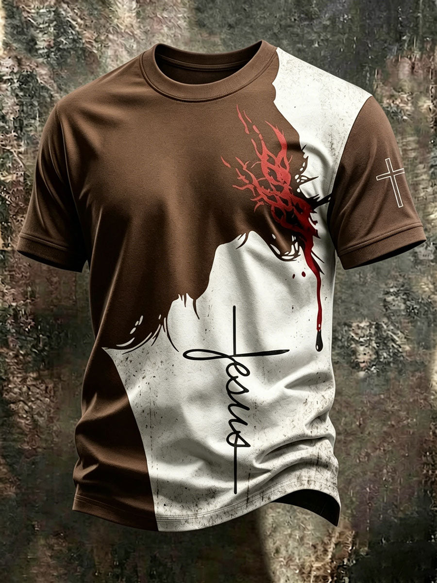 Men'S Jesus Cross Pattern Casual T-Shirt