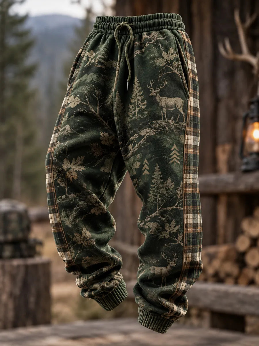 Men's Retro Hunting Culture Art Print Loose Drawstring Pants