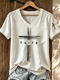 Women'S Leisure Cross Faith Printed T-Shirt