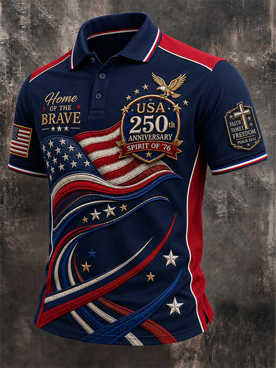 Men'S Retro Cross 250Th Anniversary Edition Short Sleeve Polo Shirt