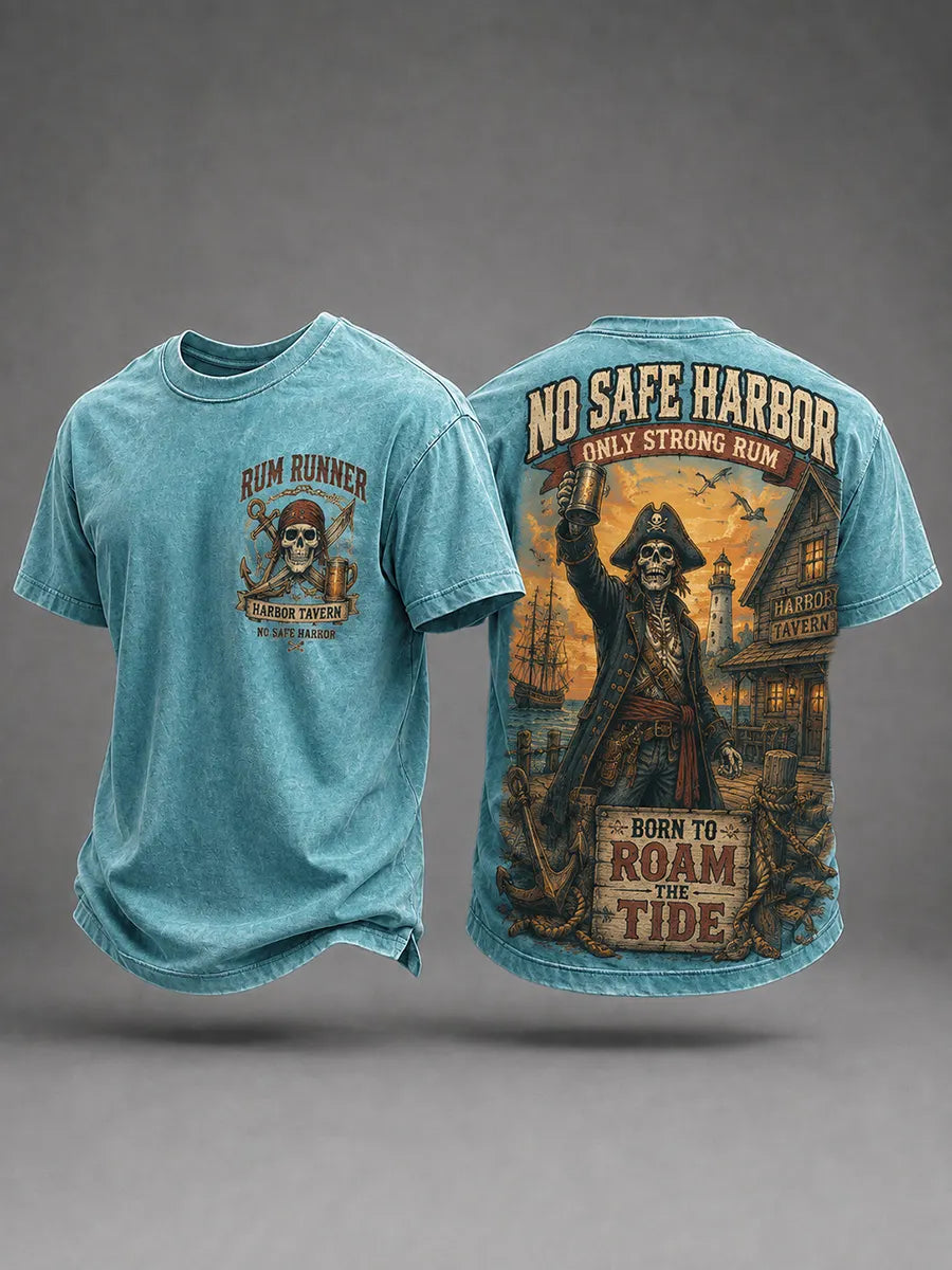 Men's Retro Pirate Fun Art Print Casual T-Shirt