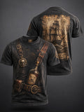 Men's Vintage Pirate Rum Bottle Belt Print T-Shirt