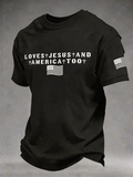 Men's Loves Jesus And Also Loves American T-Shirts