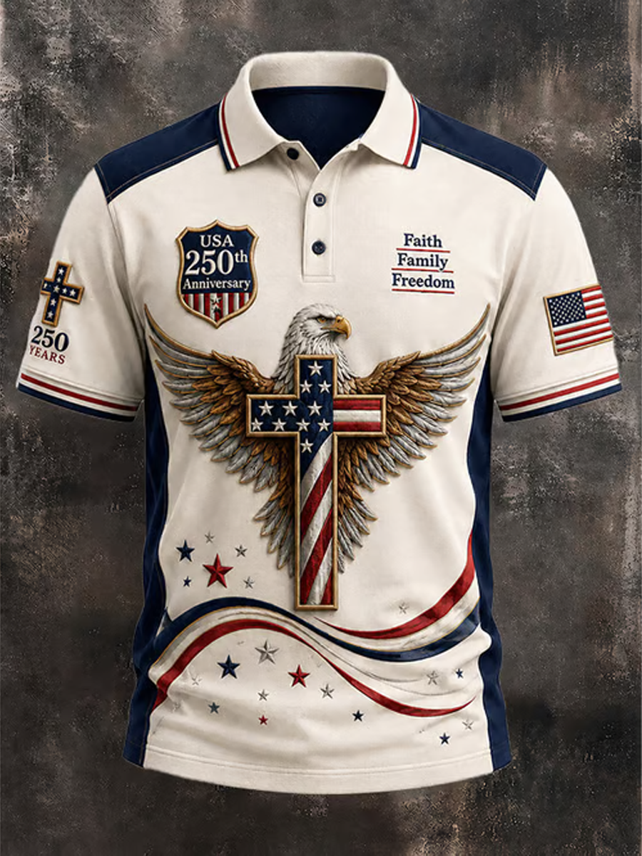 Men'S Retro Cross 250Th Anniversary Edition Short Sleeve Polo Shirt
