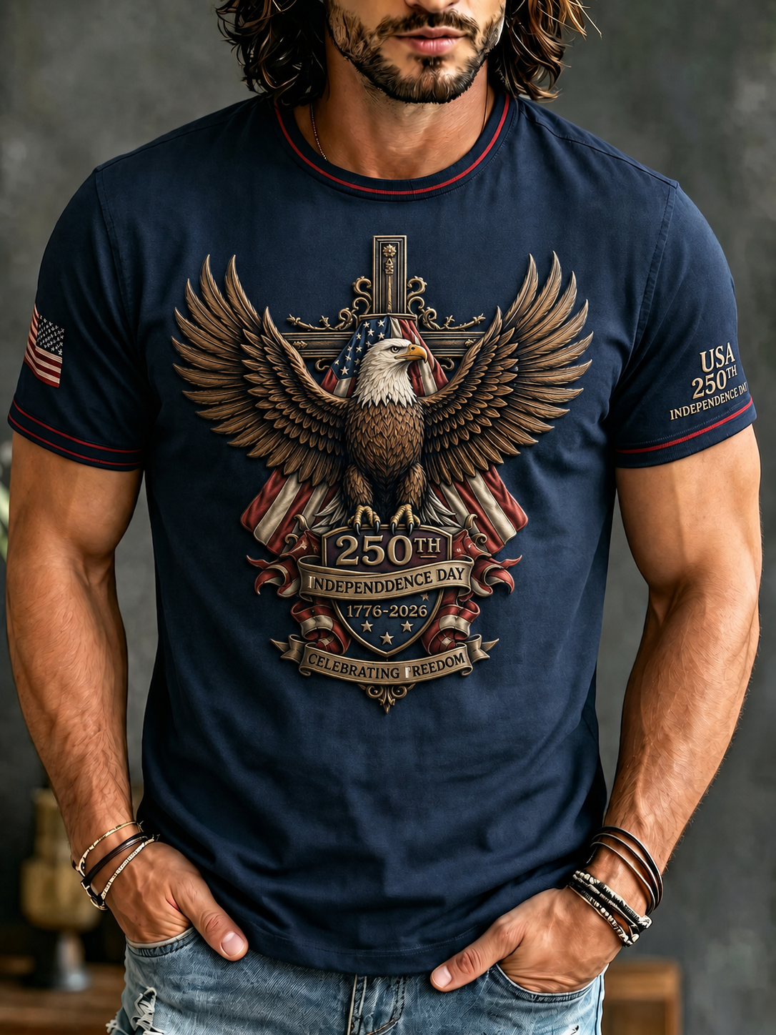 Men'S Faith Cross Printed Printed Casual T-Shirt