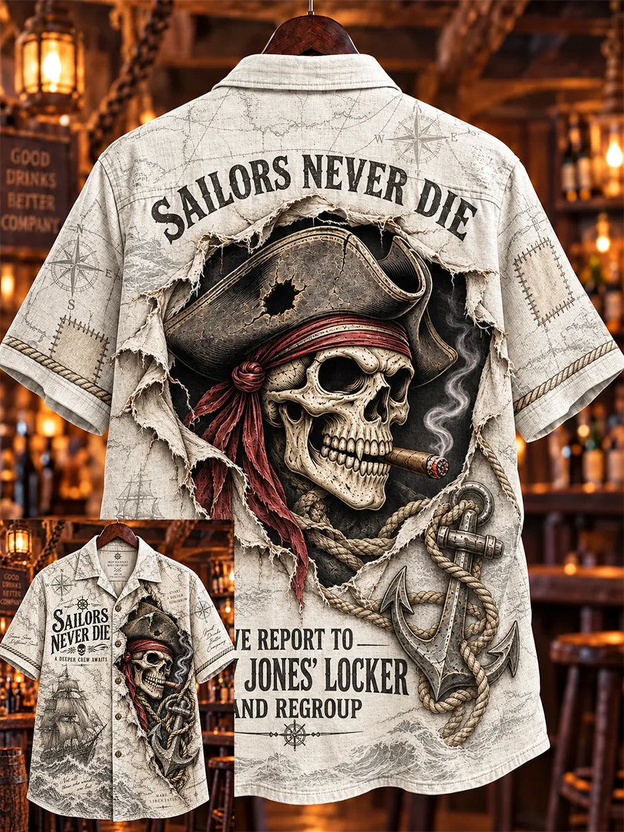 🏴‍☠️💀"Torn Parchment" Pirate Skull & Anchor Shirt