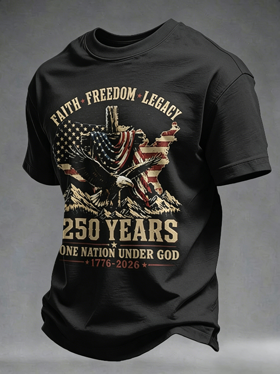 250Th Anniversary Commemorative Faith Printed Round Neck T-Shirt In The United States