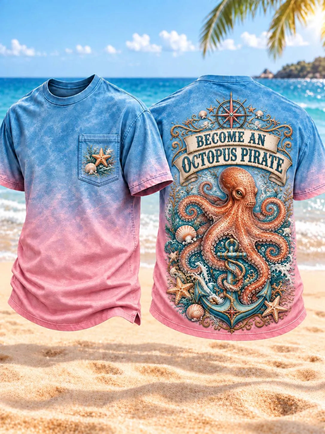 🐙 Become An Octopus Pirate Vintage Washed T-Shirt