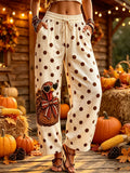 Women's Fun Turkey Football Print Trousers