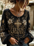 Women's Religious Faith Floral Art Print T-Shirt