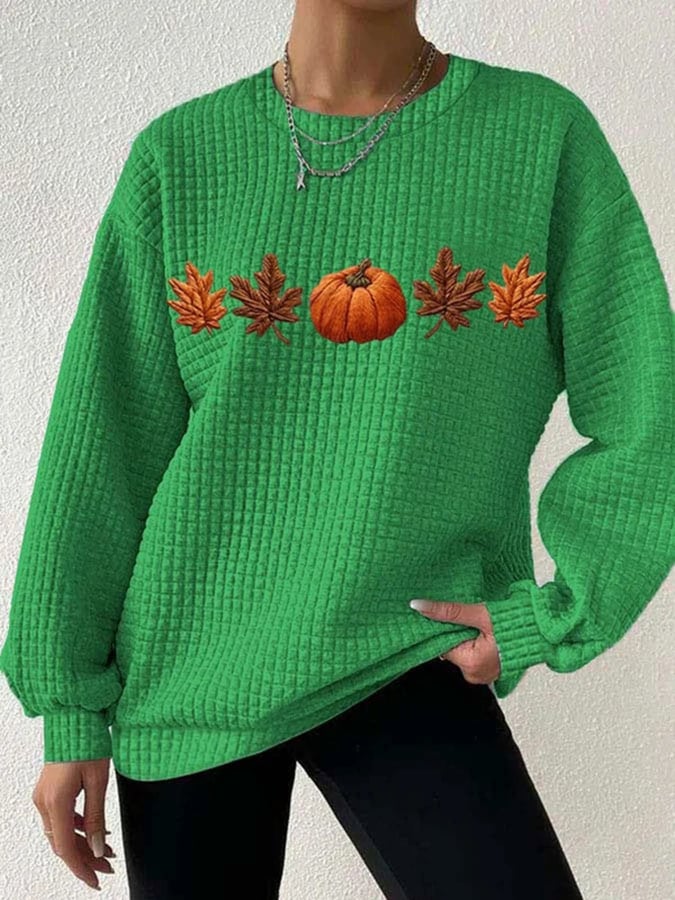 Women's Fall Pumpkin Check Sweatshirt