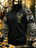 Men's Vintage Traditional Reindeer Pattern Western Sweatshirt