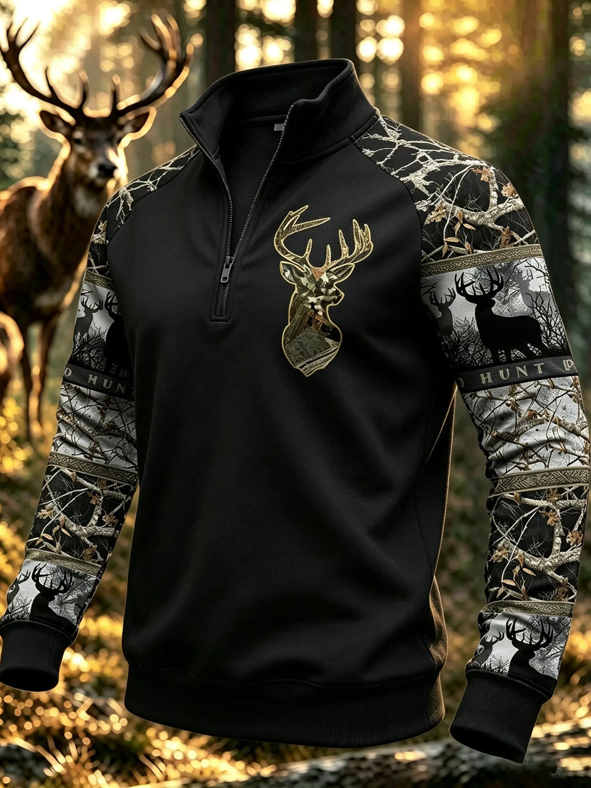 Men's Vintage Traditional Reindeer Pattern Western Sweatshirt